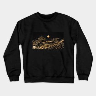 Hokusai wave gold line Crewneck Sweatshirt